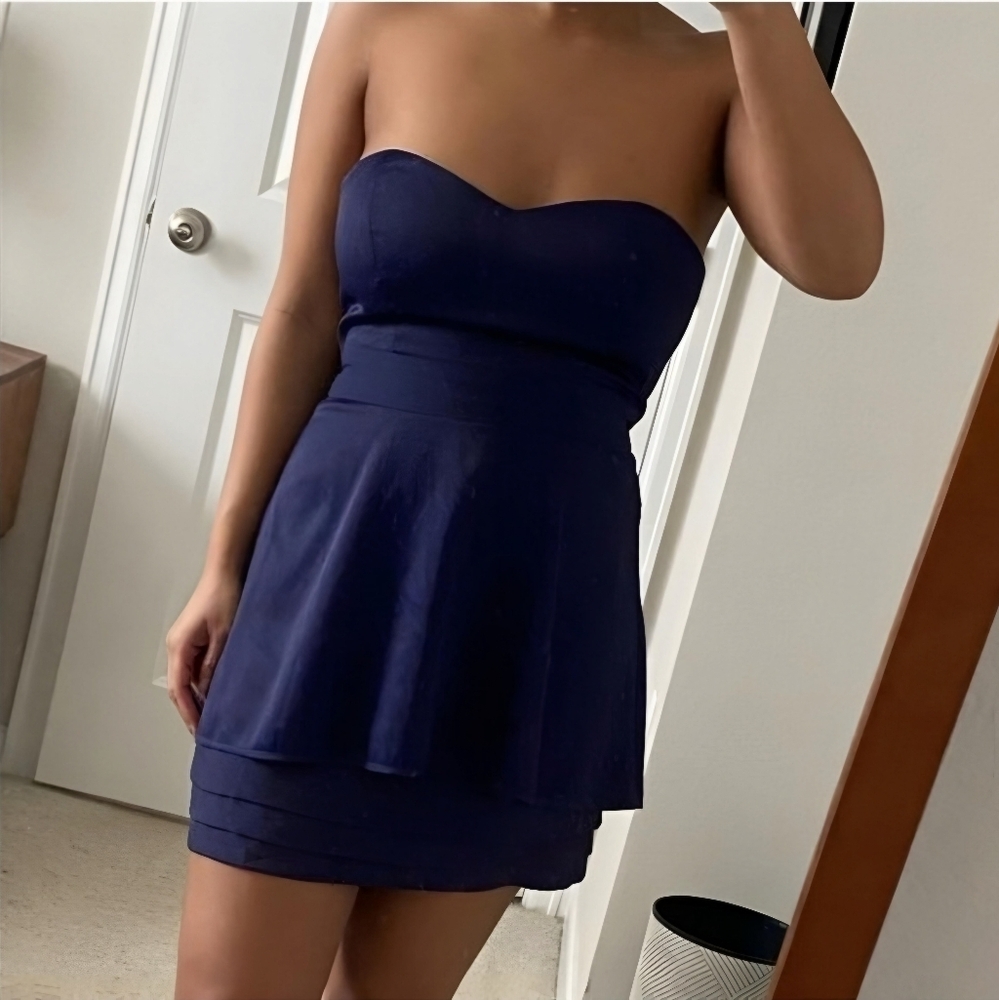 Bcbgeneration Strapless Deep Purple Mini Dress La… - image 2